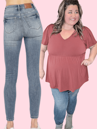 Judy Blue High Rise Super Sanded Tummy Control Skinny-9- Bottoms Denim-Judy Blue-Styled by Stacked - A Plus Size Women's Boutique in Lakeville, MN
