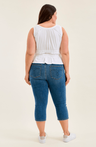 9- Bottoms Denim Judy Blue Medium Wash Embroidered Pocket Capri plus size clothing