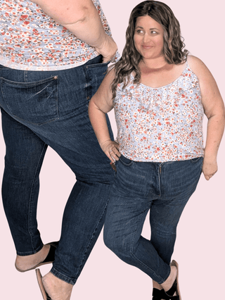 Judy Blue Tummy Control Dark Wash Classic Skinny-9- Bottoms Denim-Judy Blue-Styled by Stacked - A Plus Size Women's Boutique in Lakeville, MN