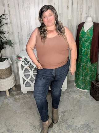 Judy Blue Tummy Control Dark Wash Classic Skinny-9- Bottoms Denim-Judy Blue-Styled by Stacked - A Plus Size Women's Boutique in Lakeville, MN