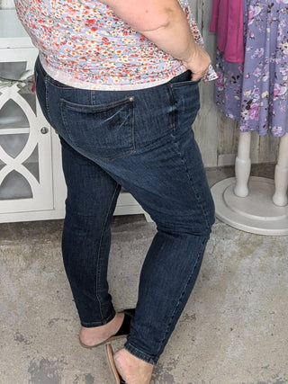 Judy Blue Tummy Control Dark Wash Classic Skinny-9- Bottoms Denim-Judy Blue-Styled by Stacked - A Plus Size Women's Boutique in Lakeville, MN