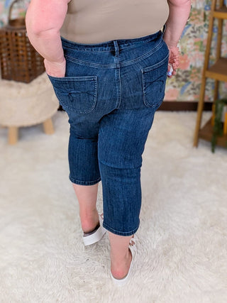 9- Bottoms Denim Judy Blue Tummy Control Darkwash Capri plus size clothing