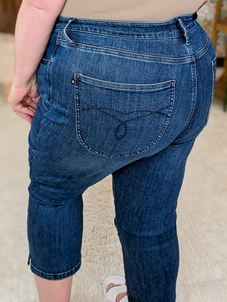 9- Bottoms Denim Judy Blue Tummy Control Darkwash Capri plus size clothing