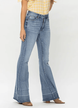 Judy Blue Tummy Control High Rise Released Hem Flare-9- Bottoms Denim-Judy Blue-Styled by Stacked - A Plus Size Women's Boutique in Lakeville, MN