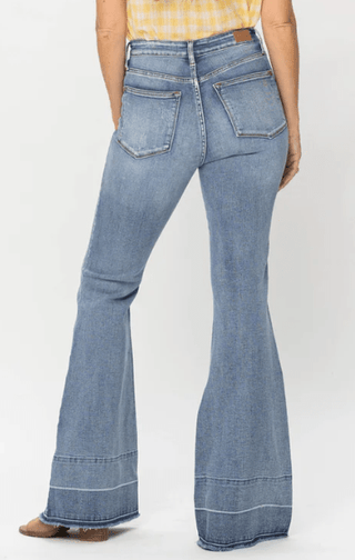 Judy Blue Tummy Control High Rise Released Hem Flare-9- Bottoms Denim-Judy Blue-Styled by Stacked - A Plus Size Women's Boutique in Lakeville, MN