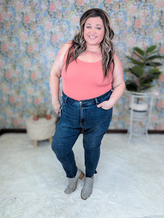 Judy Blue Tummy Control Tulip Hem Skinny Jeans-9- Bottoms Denim-Judy Blue-Styled by Stacked - A Plus Size Women's Boutique in Lakeville, MN