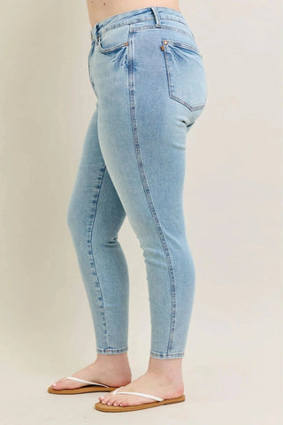 Judy Blue Tummy Control Vintage Lightwash Skinny-9- Bottoms Denim-Judy Blue-Styled by Stacked - A Plus Size Women's Boutique in Lakeville, MN
