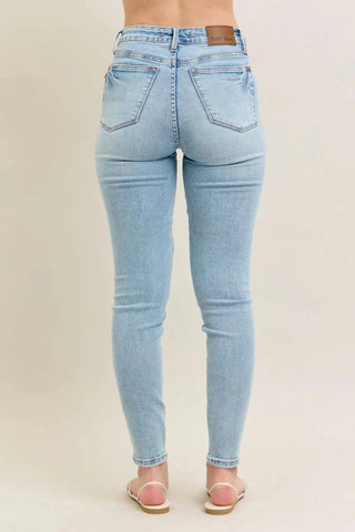 Judy Blue Tummy Control Vintage Lightwash Skinny-9- Bottoms Denim-Judy Blue-Styled by Stacked - A Plus Size Women's Boutique in Lakeville, MN