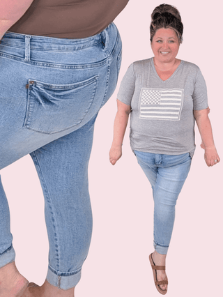 Judy Blue Tummy Control Vintage Lightwash Skinny-9- Bottoms Denim-Judy Blue-Styled by Stacked - A Plus Size Women's Boutique in Lakeville, MN