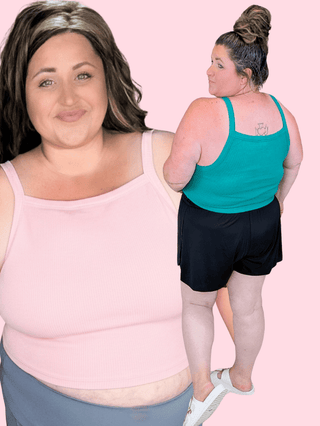 8- Legging/Lounge/Bralette Julissa Ribbed Crop Tank w/Built in Bra plus size clothing