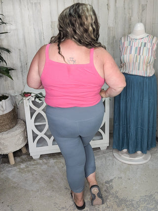 Julissa Ribbed Racerback Brami w/Built in Bra-8- Legging/Lounge/Bralette-WHITE BIRCH-Styled by Stacked - A Plus Size Women's Boutique in Lakeville, MN
