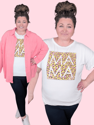6- Graphic Tops Junie Ruffled Sleeve MAMA Tee in Ivory plus size clothing