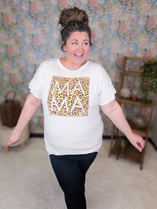 6- Graphic Tops Junie Ruffled Sleeve MAMA Tee in Ivory plus size clothing