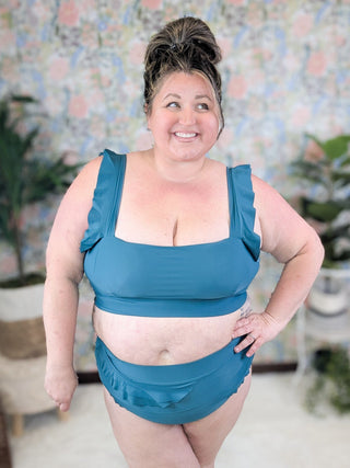 ***Juniper Ruffle Accent Solid 2pc Swimsuit (2 Colors)-SWIMWEAR-WHITE BIRCH-Styled by Stacked - A Plus Size Women's Boutique in Lakeville, MN