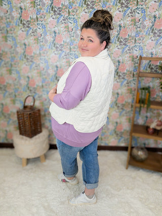 Kacey Quilted Lightweight Vest w/Snaps-4- Overlayer Tops-rae mode-Styled by Stacked - A Plus Size Women's Boutique in Lakeville, MN