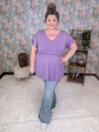 Karis Tiered Sleeve Babydoll in Solids (3 Colors)-1- ShortSlv/Slvless Tops-HEIMISH-Styled by Stacked - A Plus Size Women's Boutique in Lakeville, MN