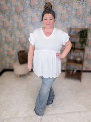 Karis Tiered Sleeve Babydoll in Solids (3 Colors)-1- ShortSlv/Slvless Tops-HEIMISH-Styled by Stacked - A Plus Size Women's Boutique in Lakeville, MN