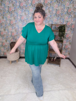 Karis Tiered Sleeve Babydoll in Solids (3 Colors)-1- ShortSlv/Slvless Tops-HEIMISH-Styled by Stacked - A Plus Size Women's Boutique in Lakeville, MN