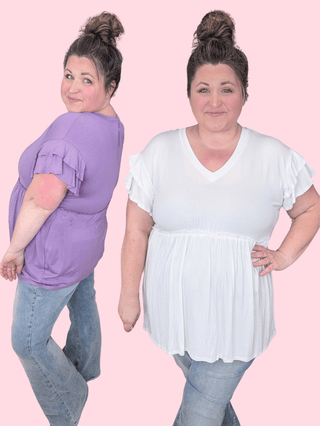Karis Tiered Sleeve Babydoll in Solids (3 Colors)-1- ShortSlv/Slvless Tops-HEIMISH-Styled by Stacked - A Plus Size Women's Boutique in Lakeville, MN