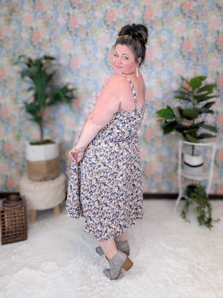 Karli Luxe Floral Midi Dress w/Adjustable Straps (4 colors)-11- Dress/Romp/Jump-MICHELLE MAE-Styled by Stacked - A Plus Size Women's Boutique in Lakeville, MN