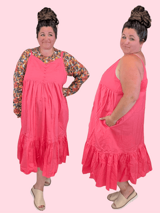 11- Dress/Romp/Jump Kayla Tiered Midi Dress in Dark Coral plus size clothing