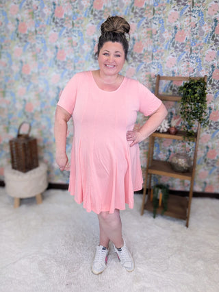 11- Dress/Romp/Jump Kayleen Scoopneck Swing Dress in Pink plus size clothing