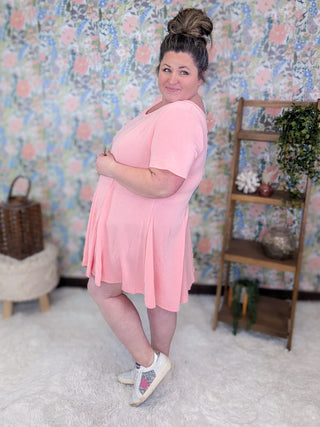 11- Dress/Romp/Jump Kayleen Scoopneck Swing Dress in Pink plus size clothing