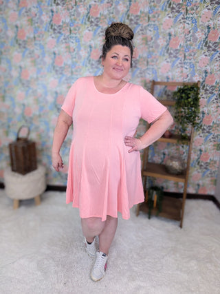 11- Dress/Romp/Jump Kayleen Scoopneck Swing Dress in Pink plus size clothing