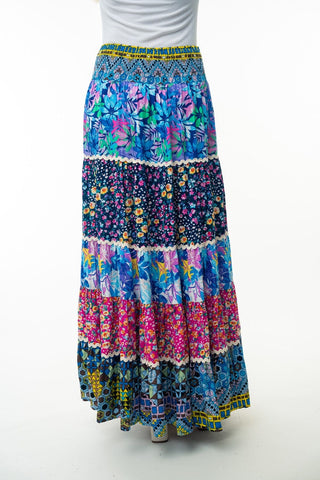 Kelly Boho Floral Print Maxi Skirt-11- Dress/Romp/Jump-WHITE BIRCH-Styled by Stacked - A Plus Size Women's Boutique in Lakeville, MN
