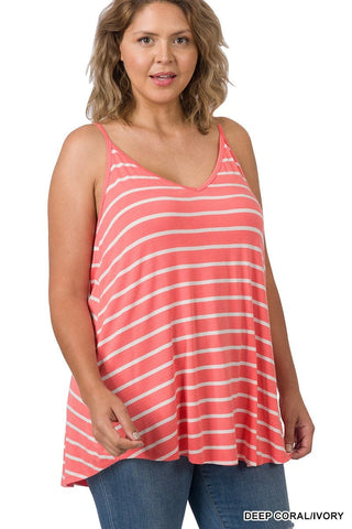 Kenna Reversible Tank in Stripes (6 Colors)-1- ShortSlv/Slvless Tops-ZENANA-Styled by Stacked - A Plus Size Women's Boutique in Lakeville, MN