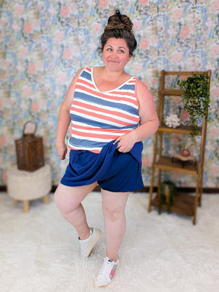 1- ShortSlv/Slvless Tops Kennedy Rounded Vneck Tank in Americana plus size clothing