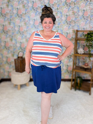 1- ShortSlv/Slvless Tops Kennedy Rounded Vneck Tank in Americana plus size clothing