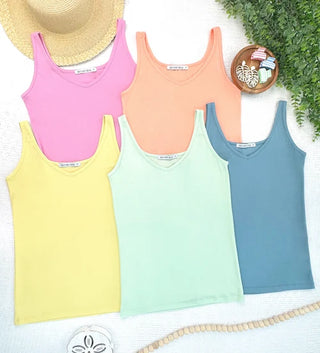 Kennedy Rounded Vneck Tank in Solids (5 Colors)