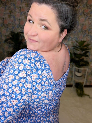 Kensie Smocked Long Sleeve Top in Navy + Pinks Floral-2- Long Sleeve Tops-WHITE BIRCH-Styled by Stacked - A Plus Size Women's Boutique in Lakeville, MN