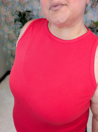 Keri Ribbed High Neck Tank in Solids (6 COLORS)-1- ShortSlv/Slvless Tops-MICHELLE MAE-Styled by Stacked - A Plus Size Women's Boutique in Lakeville, MN