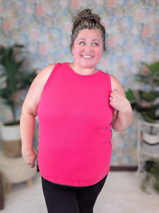 Keri Ribbed High Neck Tank in Solids (6 COLORS)-1- ShortSlv/Slvless Tops-MICHELLE MAE-Styled by Stacked - A Plus Size Women's Boutique in Lakeville, MN