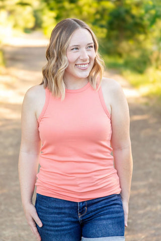 1- ShortSlv/Slvless Tops Keri Ribbed High Neck Tank in Solids (8 COLORS) plus size clothing