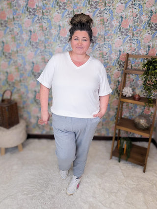 10- Bottoms Non-Denim Kiara Jogger Style Lounge Pants in Gray plus size clothing