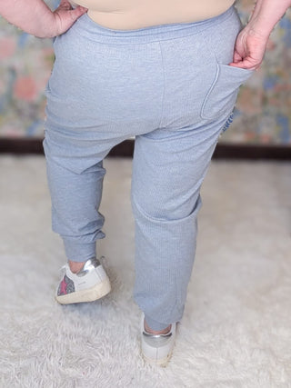 10- Bottoms Non-Denim Kiara Jogger Style Lounge Pants in Gray plus size clothing