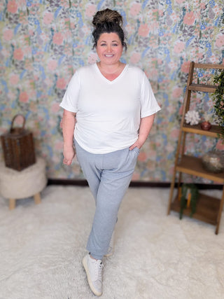 10- Bottoms Non-Denim Kiara Jogger Style Lounge Pants in Gray plus size clothing
