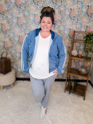 10- Bottoms Non-Denim Kiara Jogger Style Lounge Pants in Gray plus size clothing