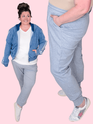 10- Bottoms Non-Denim Kiara Jogger Style Lounge Pants in Gray plus size clothing