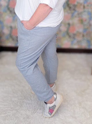 10- Bottoms Non-Denim Kiara Jogger Style Lounge Pants in Gray plus size clothing