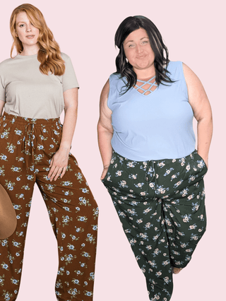 Kristen Floral Wide Leg Pants (2 colors)-10- Bottoms Non-Denim-COTTON BLEU-Styled by Stacked - A Plus Size Women's Boutique in Lakeville, MN