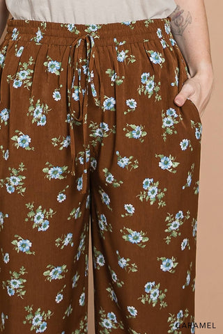 Kristen Floral Wide Leg Pants (2 colors)-10- Bottoms Non-Denim-COTTON BLEU-Styled by Stacked - A Plus Size Women's Boutique in Lakeville, MN