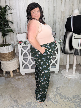 Kristen Floral Wide Leg Pants (2 colors)-10- Bottoms Non-Denim-COTTON BLEU-Styled by Stacked - A Plus Size Women's Boutique in Lakeville, MN