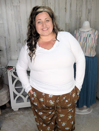 Kristen Floral Wide Leg Pants (2 colors)-10- Bottoms Non-Denim-COTTON BLEU-Styled by Stacked - A Plus Size Women's Boutique in Lakeville, MN