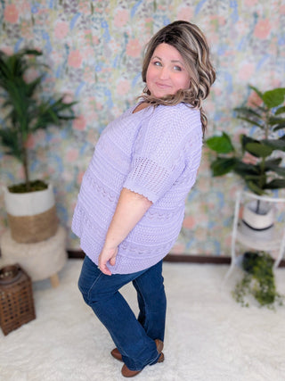 Kristina Lightweight Sweater w/Scallop Sleeve Detail-1- ShortSlv/Slvless Tops-WHITE BIRCH-Styled by Stacked - A Plus Size Women's Boutique in Lakeville, MN