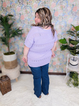 Kristina Lightweight Sweater w/Scallop Sleeve Detail-1- ShortSlv/Slvless Tops-WHITE BIRCH-Styled by Stacked - A Plus Size Women's Boutique in Lakeville, MN