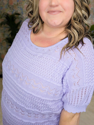 Kristina Lightweight Sweater w/Scallop Sleeve Detail-1- ShortSlv/Slvless Tops-WHITE BIRCH-Styled by Stacked - A Plus Size Women's Boutique in Lakeville, MN